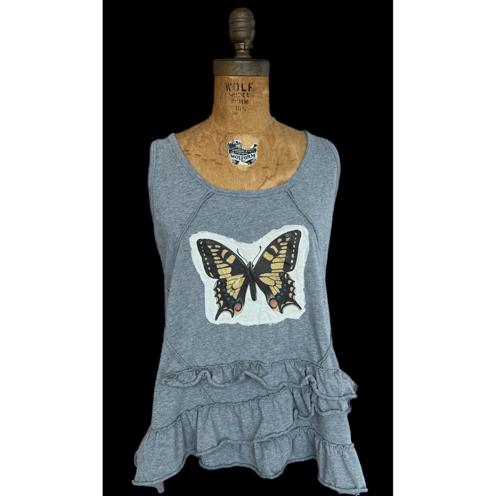 Reworked/DKNY Large Cotton Knit Top w/ Raw‎ Edge Butterfly Patch | One-of-One